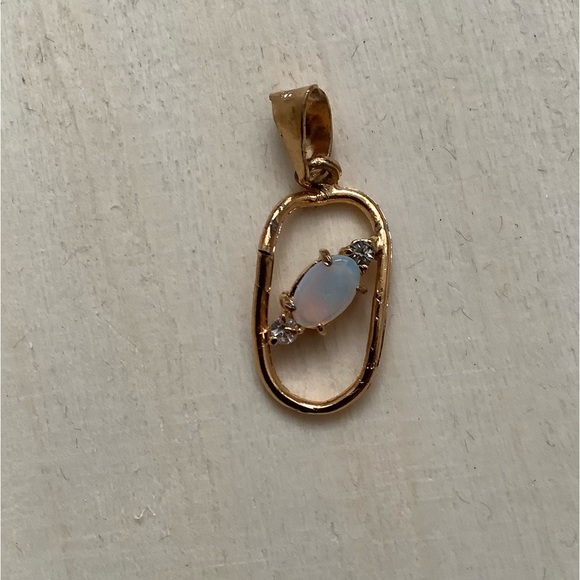 TLC New vintage SS Fire Opal dainty pendant charm - Picture 2 of 14